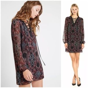 NWT BCBGeneration Paisley Print Lace Up Dress